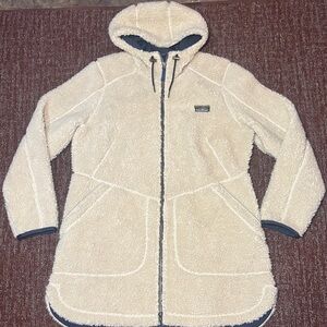 L.L. Bean Cream Teddy Jacket with Navy Accents